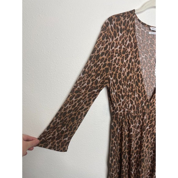 Urban Outfitter Medium Mercer Plunge Mini Dress Leopard Print Brown Deep V-Neck - Picture 7 of 14